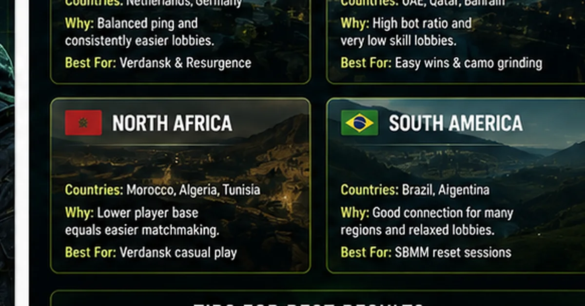 Best VPN Server Locations for Warzone and Verdansk: How to Find Easier Lobbies
